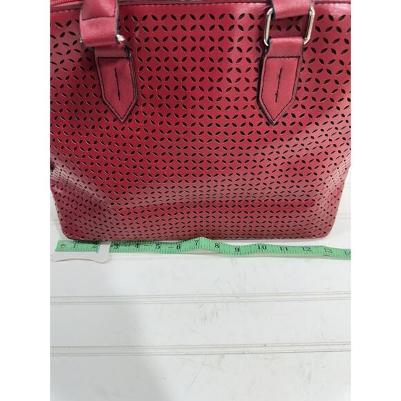Christian Siriano for Payless Red Double Handle Satchel Handbag Purse - Picture 5 of 8
